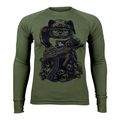 EXECUTIONER CAT (MANEKI-NEKO) Long-Sleeve | KRAMATAN Tactical Design &ndash; Olive, S
