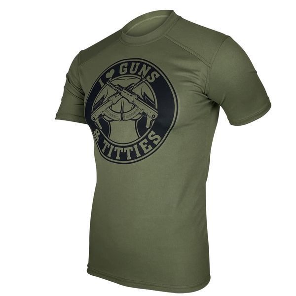 I Love Guns & Titties T-Shirt | KRAMATAN Tactical Design - S, Olive