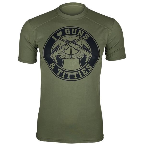 I Love Guns & Titties T-Shirt | KRAMATAN Tactical Design - S, Olive