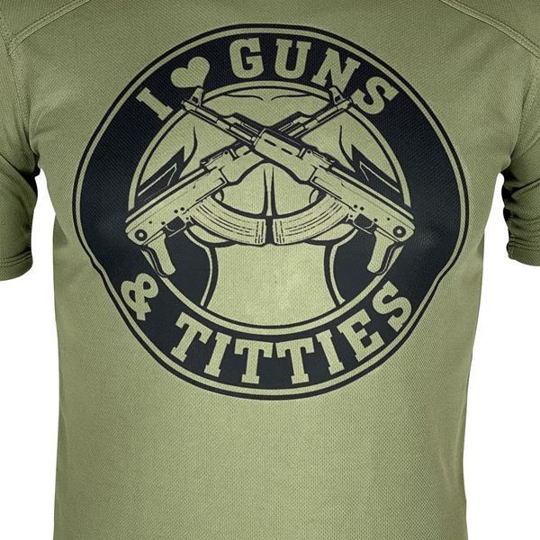 I Love Guns & Titties T-Shirt | KRAMATAN Tactical Design - S, Olive