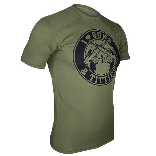 I Love Guns & Titties T-Shirt | KRAMATAN Tactical Design - S, Olive
